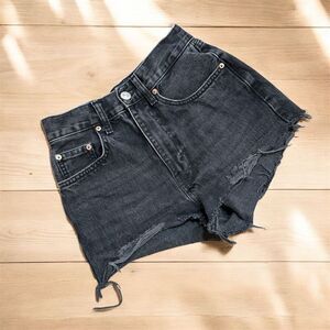 BDG Mom High Rise Baggy Black Gray Denim Shorts 25 Grunge Retro 90s